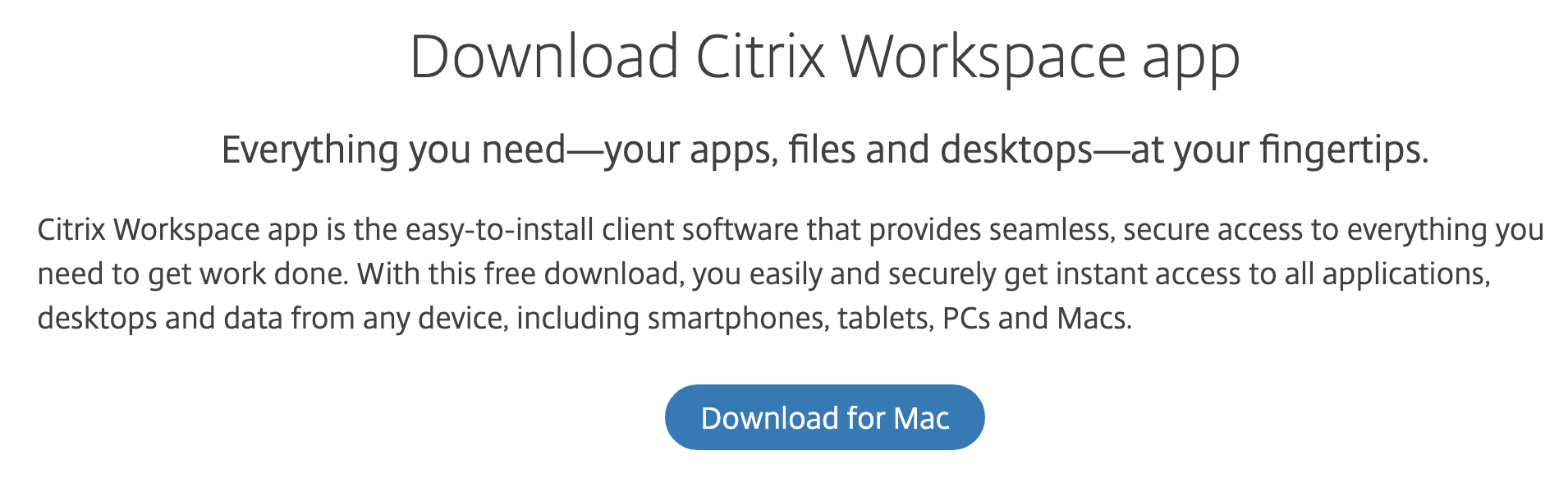 Citrix workspace on mac